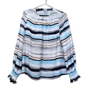 Worthington Striped Long Sleeved Blouse - Size Medium